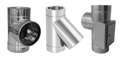 T-Stück Edelstahlschornstein doppelwandig DW