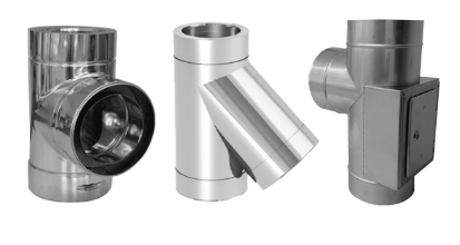 T-Stück Edelstahlschornstein doppelwandig DW