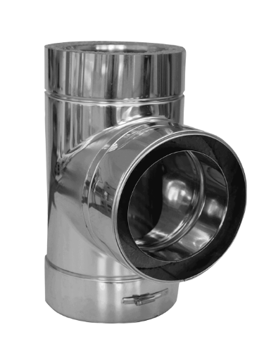 T-Stück Edelstahlschornstein doppelwandig DW