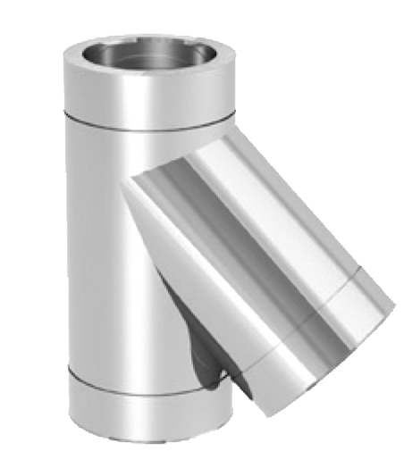 T-Stück Edelstahlschornstein doppelwandig DW