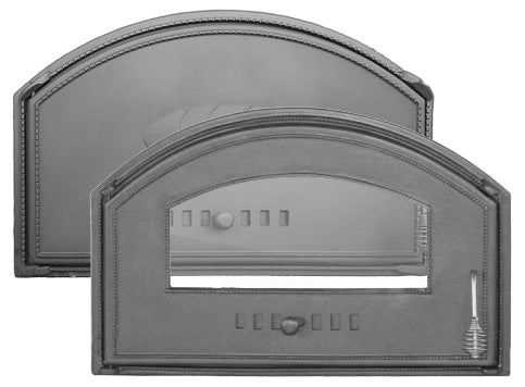 BBQrolling Backofentür Aus Gusseisen – Mit Glasscheibe & Luftklappe – 600x430 Mm – Einbaumaß 515x349 Mm – 13 Kg – Für Steinbackofen & Brotöfen